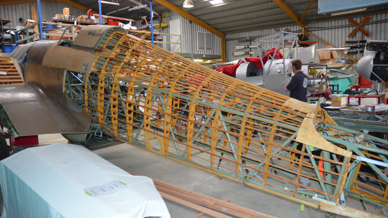 fuselage undergoing restoration